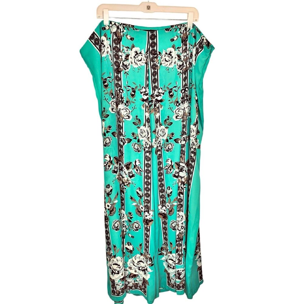 Ashley Stewart Wide Leg Palazzo Pants Size 26 4X‎ Floral Print Green White Gray